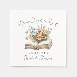 New Chapter Floral Book Bridal Shower Serviette