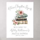 New Chapter Floral Book Bridal Shower Welcome Sign Poster (Vorne)