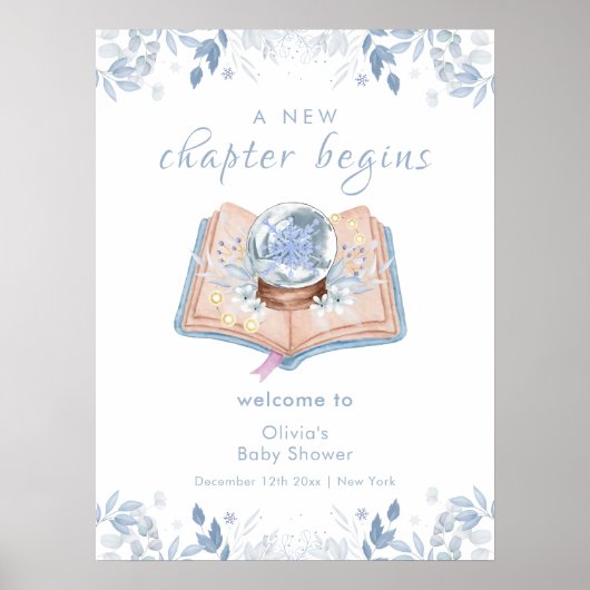 New Chapter Floral Snowball Baby Shower Welcome Poster (Vorne)