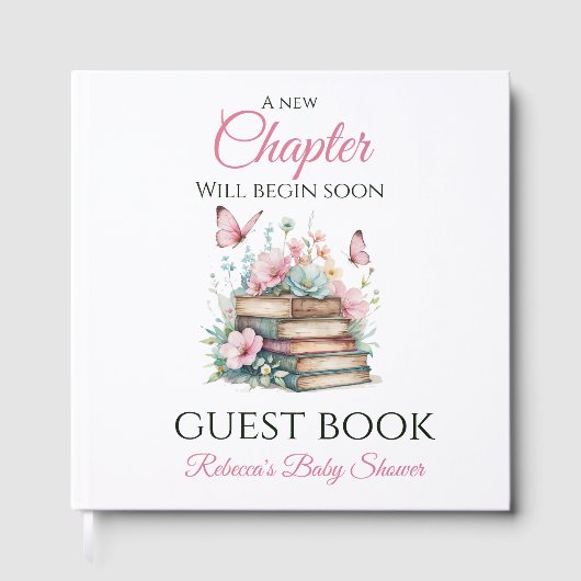 New Chapter Girl Storybook Guest Book Baby Shower Gästebuch (Vorderseite)