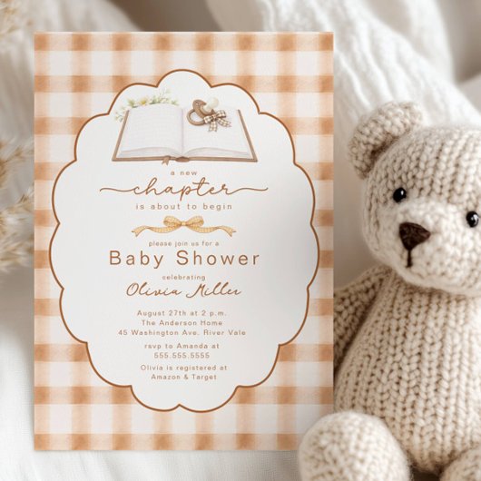 New Chapter Neutral Book Baby Shower Invite Einladung
