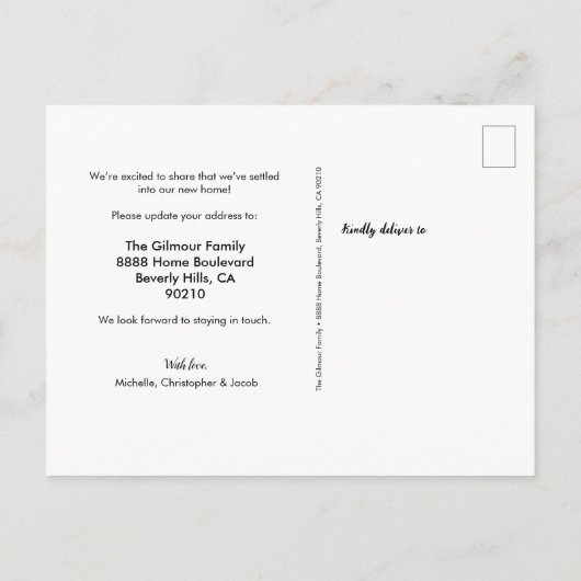 New Chapter New Home Family Custom Photo and House Postkarte (Rückseite)