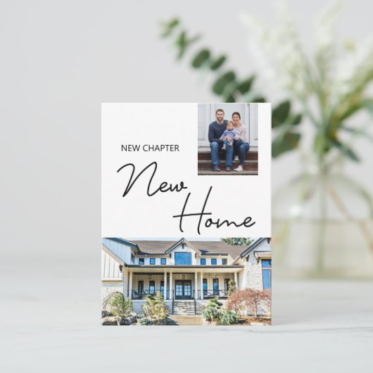 New Chapter New Home Family Custom Photo and House Postkarte (Stehend Vorderseite)