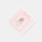 New Chapter Pink Bow Stripes Baby Shower Serviette (Ecke)