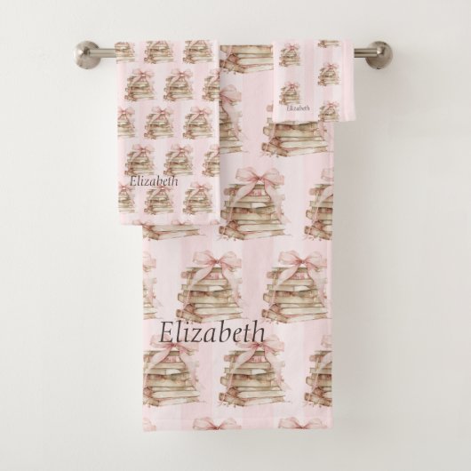 New Chapter Pink Bow Stripes Badhandtuch Set (Insitu)