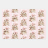 New Chapter Pink Bow Stripes Geschenkpapier Set (Vorderseite 3)