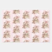 New Chapter Pink Bow Stripes Geschenkpapier Set (Vorderseite)