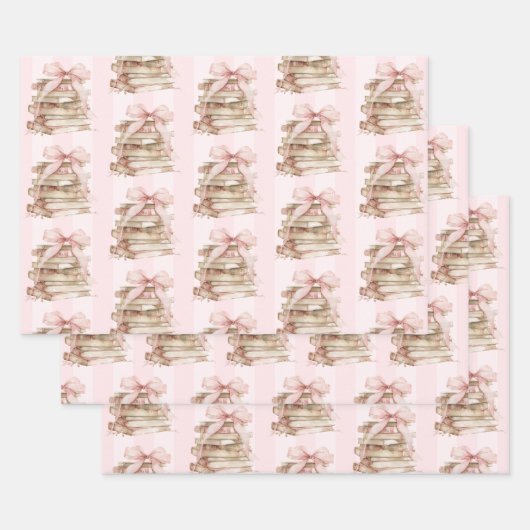 New Chapter Pink Bow Stripes Geschenkpapier Set (Set)