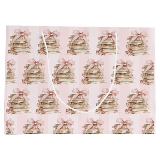 New Chapter Pink Bow Stripes  Große Geschenktüte (Rückseite)