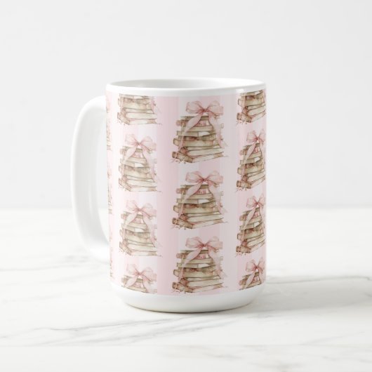New Chapter Pink Bow Stripes Kaffeetasse (Vorderseite Links)