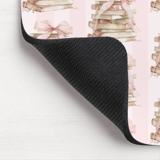 New Chapter Pink Bow Stripes Mousepad (Ecke)
