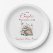 New Chapter Pink Girl Storybook Book Baby Shower Pappteller (Vorderseite)