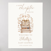 New Chapter Storybook Bow Baby Shower Welcome Sign Poster (Vorne)