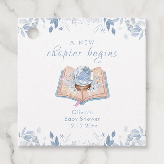 New Chapter Winter Floral Snowball Baby Shower  Geschenkanhänger (Vorderseite)