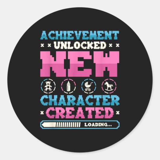 New Character D Gamer Pregnancy Announcement  Runder Aufkleber (Vorderseite)