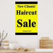 New Clients Haircut Sale Beauty Salon Poster (Küche)