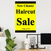 New Clients Haircut Sale Beauty Salon Poster (Heimbüro)