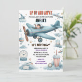 New Cloud 9 Fly Niedlich Sky Joy Flugzeug 1. Gebur Einladung (Stehend Vorderseite)