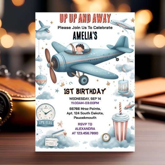 New Cloud 9 Fly Niedlich Sky Joy Flugzeug 1. Gebur Einladung