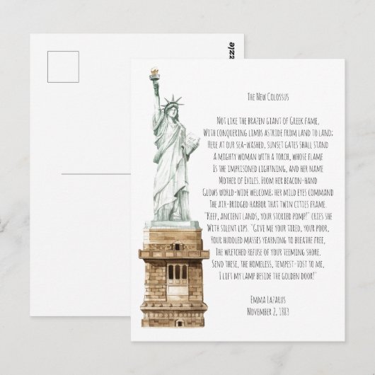 New Colossus Liberty Statue Postkarte (Vorne/Hinten)