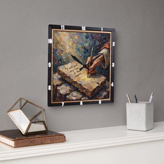 New Covenant: Law Inscribed Quadratische Wanduhr (Büro)