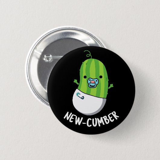 New cumber Funny Veggie Cucumber Pun Dark BG Button (Vorne & Hinten)