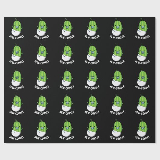 New cumber Funny Veggie Cucumber Pun Dark BG Geschenkpapier (Flach)