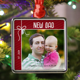New Dad and Baby First Christmas Foto Ornament Aus Metall
