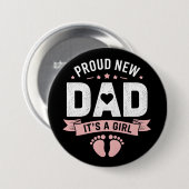 New Dad Es ist ein Mädchen Button (Vorne & Hinten)