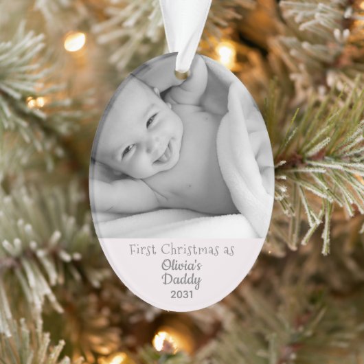 New Dad First Christmas als Papa Personalize Foto Ornament (Baum)