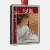 New Dad First Christmas Foto Ornament Aus Metall (Rechts)