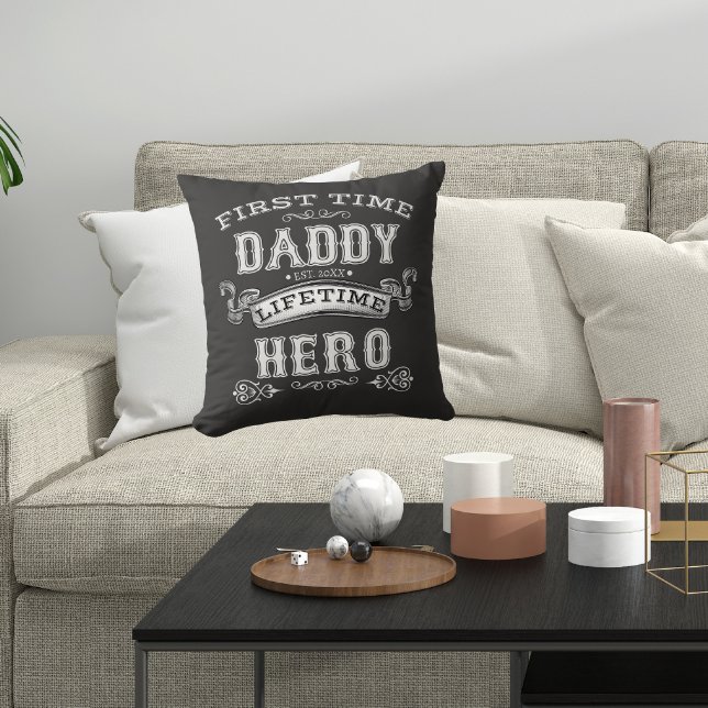 New Dad First Time Daddy Lifetime Hero Kissen (Von Creator hochgeladen)