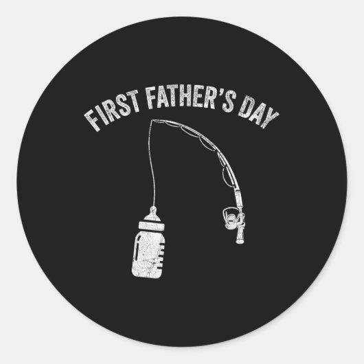 New Dad Fisherman, First Fathers Day Fishing Dad Runder Aufkleber (Vorderseite)