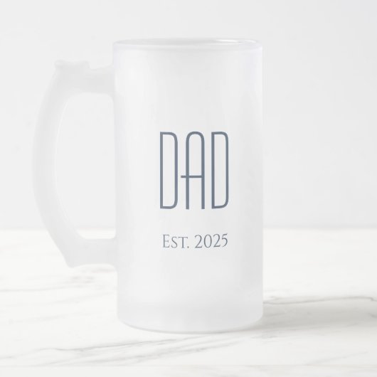 New Dad Modern Vaternacht Blaue Typografie Mattglas Bierglas (Links)