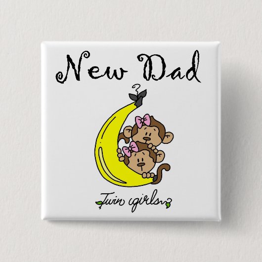 New Dad of Twin Girls Tshirts and Gifts Button (Vorderseite)