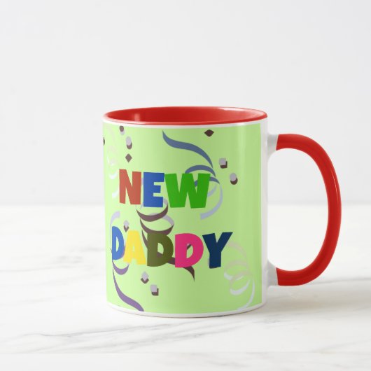 "NEW DADDY" in bunten Buchstaben Tasse (Rechts)