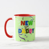 "NEW DADDY" in bunten Buchstaben Tasse (Links)