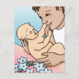 New Daddy und Baby Postkarte
