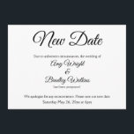 "New Date" Elegante vertagte Hochzeitsankündigung Einladung<br><div class="desc">Hier ist eine elegante, einfache Karte, um Ihre Gäste zu benachrichtigen, wenn es notwendig wird, um Ihre Hochzeit ändern. Verwenden Sie die Vorlagenfelder, um Ihre persönlichen Daten hinzuzufügen und dieses einzigartige, moderne Design zu Ihrem eigenen zu machen. Der weiße Hintergrund kann in eine beliebige Farbe geändert werden. Alle Schriftart und...</div>