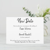 "New Date" - Zurückgestellte Hochzeitsankündigung Einladung (Stehend Vorderseite)