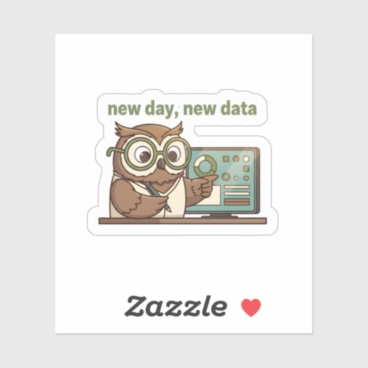 New Day New Data Sticker – Cute Owl for Analysts (Blatt)