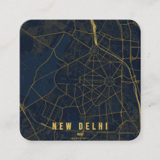 New Delhi India City Map & Custom Text Quadratische Visitenkarte