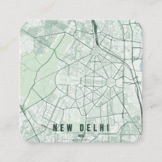 New Delhi India City Map & Custom Text Quadratische Visitenkarte