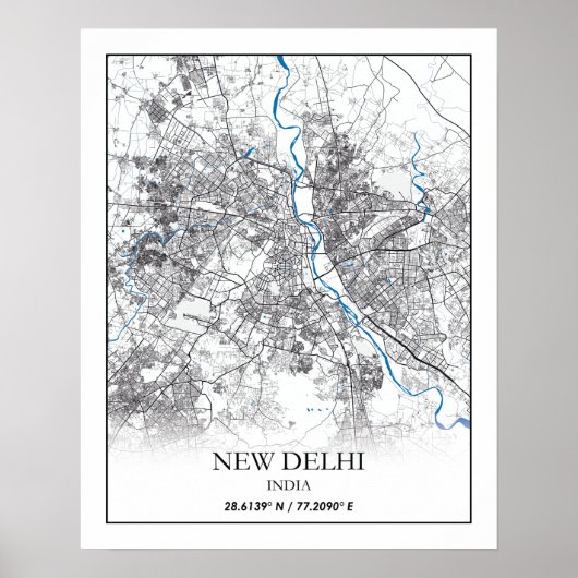 New Delhi India City Map Travel Simple Poster (Vorne)