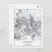 New Delhi India City Map Travel Simple Postkarte (Vorne/Hinten)