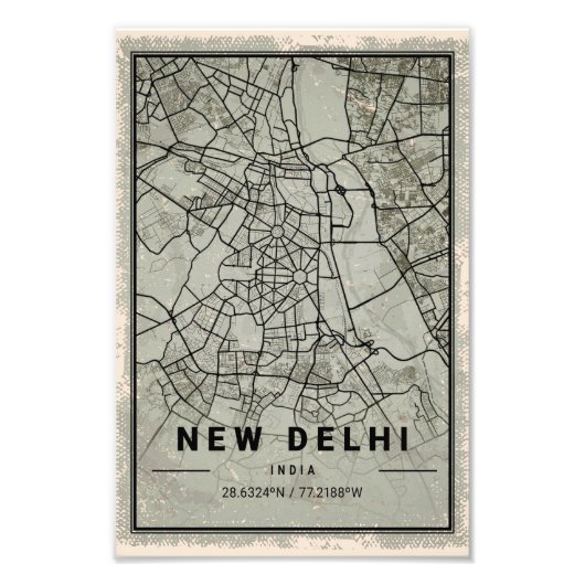 New delhi india map print poster canvas (Vorne)