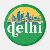 New Delhi India Retro City Skyline City Art