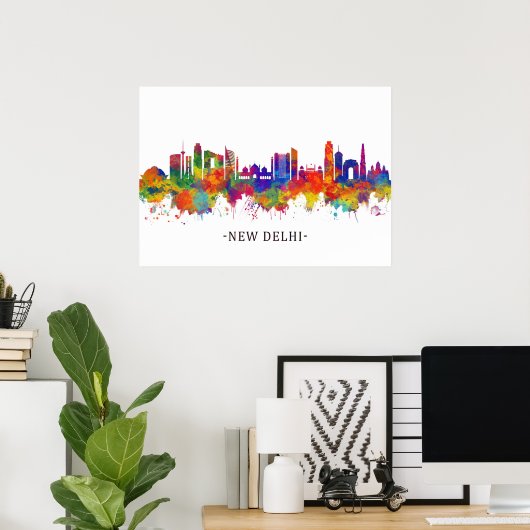 New Delhi India Skyline Poster (Heimbüro)
