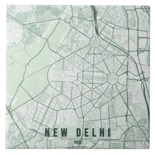 New Delhi Indien Stadtplan Minimal Fliese (Vorderseite)