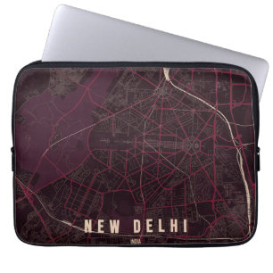 New Delhi Indien Stadtplan Minimales Design Laptopschutzhülle
